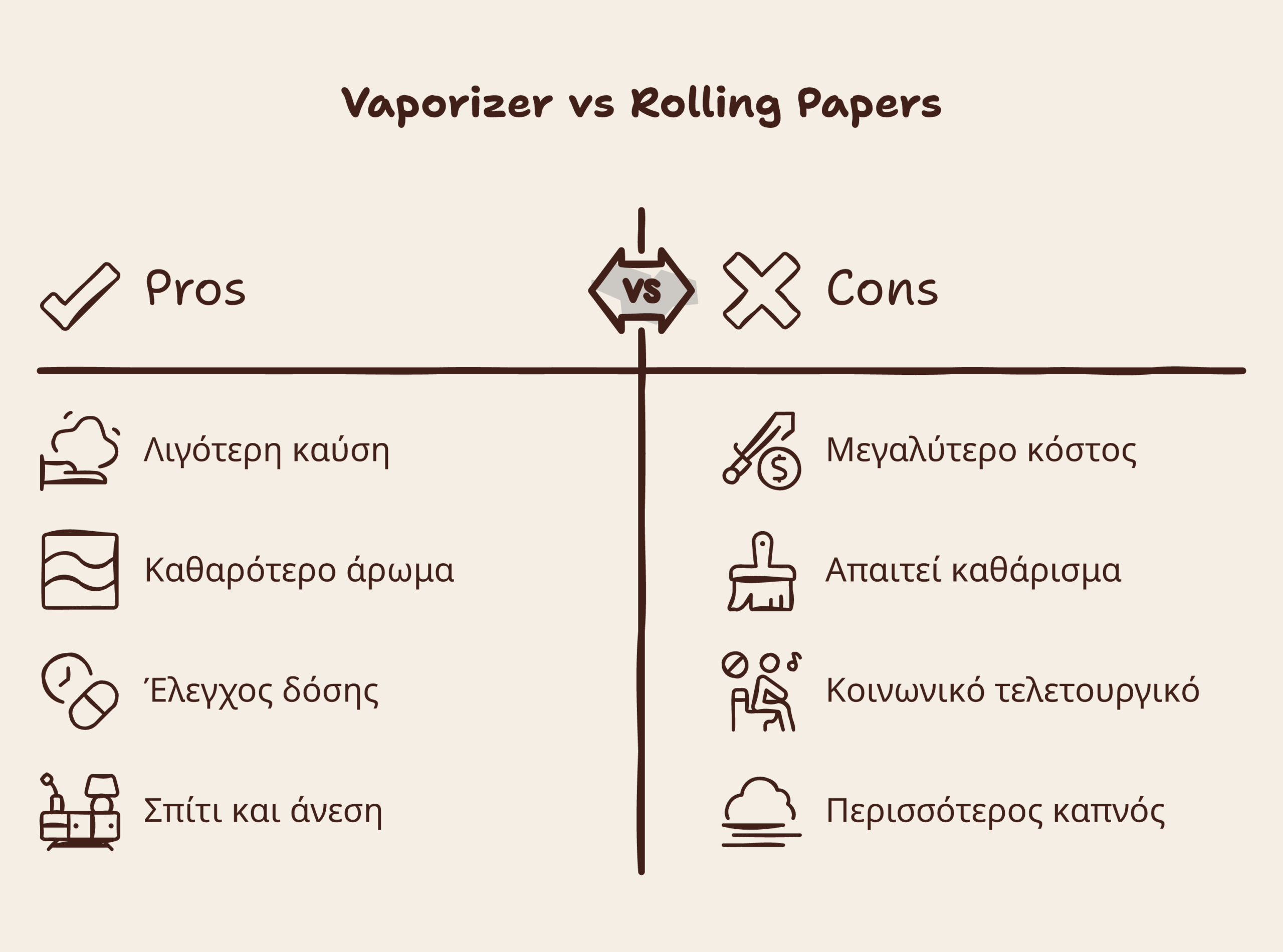 vaporizer ή rolling papers infographic