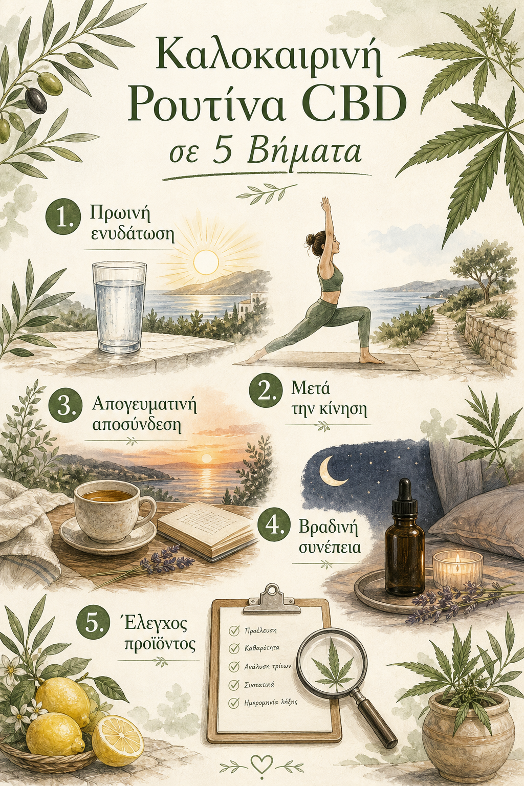 καλοκαιρινή ρουτίνα CBD infographic